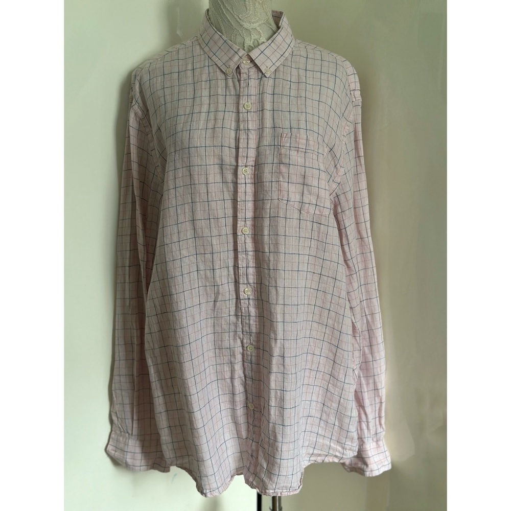 NWOT LE31 by Simons Semi Fit Checker Linen Shirt sz XL